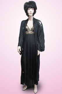 Nightie with Black Silk Kimono