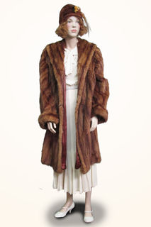 Dress Cream Silk with Fur Coat and Hat