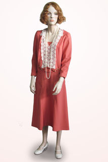 Dress Rustic Orange with Lace Front 1930s