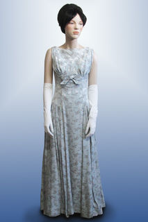 Evening Dress Pale Blue Brocade 1950s