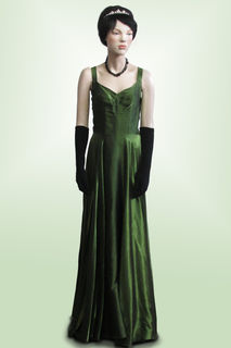 Evening Dress Long Green Satin 1930s