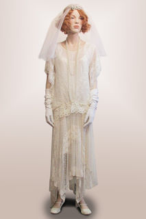 Wedding Dress White Lace Handkerchief Hem 1920s