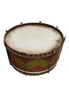 Large Bass Marching Drum Red + Gold (H: 0.3m x D: 0.65m)