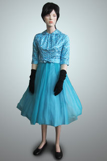 Dress Metallic Blue with Tulle Skirt 1950s