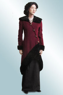 Coat Maroon Wool with Astrakhan Collar 1900s