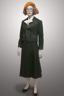 Green Pleated Skirt with Green Austrian Jacket