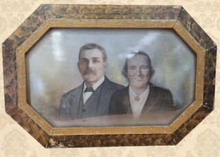Framed Water Colour Couples Portrait (H: 37cm W: 55cm)