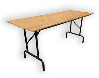 Wooden Trestle Table Top w/ Black Metal Legs (W: 1.8m x H: 0.67cm)