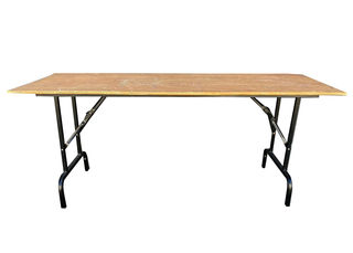 Wooden Trestle Table Rectangle w/ Black Metal Legs (L: 180cm x D: 67cm x H: 77cm)