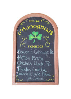 SIGN: O'Donoghues Menu (H: 0.93m x W: 0.5m)