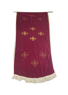 Banner Maroon and Yellow Drop W/ Crosses