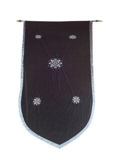 Banner - Black and Grey Drop W/ Floral Crosses (1.1m x 2.37m)