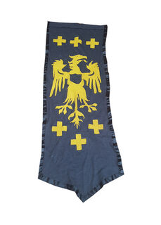 Banner Yellow and Navy Drop w/ Crosses and Bird  (L 1.75m x W 0.62m)