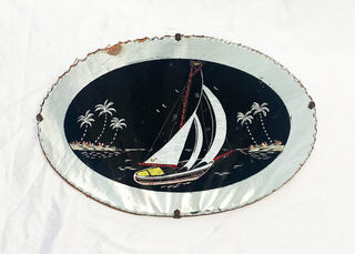 Mirror #42 Oval w/ Boat (H: 0.35m x W: 0.51m)