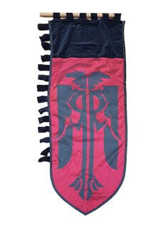 Banner Red and Black Griffin, Top and Side Tie (H: 1.52m x W: 0.5m)