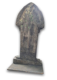 Gravestone Large C - Crooked w/ Engraved Cross (H: 1.25m x W: 0.69m)