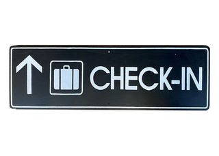 SIGN: Check-in Black (H: 26cm W: 92cm)