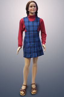 School Girl with Tartan Pinafore