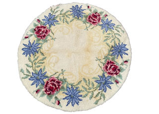 Rug #646 Floral Round Mat Cream (D: 1.2m)