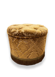 Pouffe Brown Brocade (H: 33cm D: 38cm) on Wheels