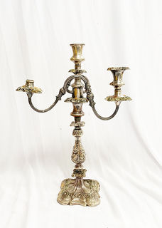 Silver Table Candelabra Ornate 3pt (H: 45cm)