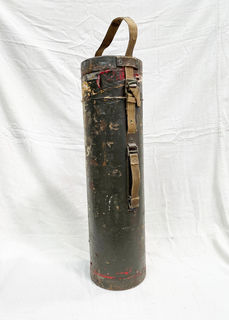 Military Box #16 Explosive Cylinder Green Metal (H: 68cm x D: 18.5cm)