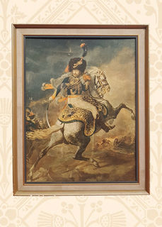Soldier on Horse Framed Picture (H: 65cm W: 52cm) 