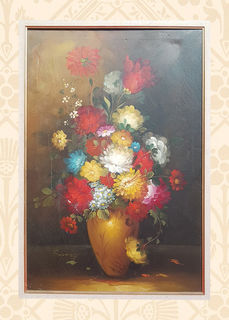 Flowers in Vase Framed Picture (H: 96cm W: 62cm)