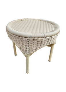 Resin Cane Coffee Table Cream (H: 40cm D: 45cm)