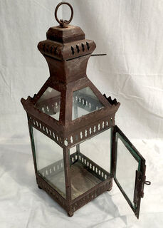Square Ornate Hanging Lantern (H: 45cm x W: 17cm x D: 17cm)