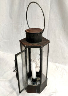 Hex Black Metal Lantern (H:32cm x W: 12cm x D: 12cm)
