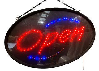Flashing Light Up Sign: Open (H: 34cm x L: 54cm)