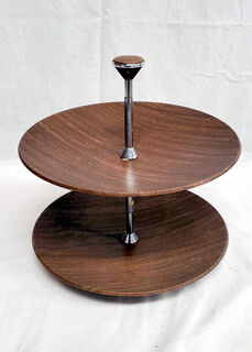 Cake Stand, 2 Tier, Wood Grain