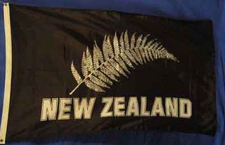 New Zealand Silver Fern On Black (1.5m x 0.9m) [mat=polyester]