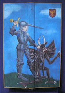 Shield Medieval St Warren and the Dragon (H114cm W77cm)