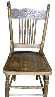 Kitchen Chair #027 Carved Wood Back  (x6)