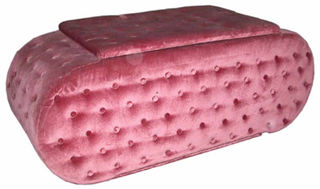 Ottoman Glory Box Pink Velveteen (H: 0.5m x W: 1.2m x D: 0.5m)