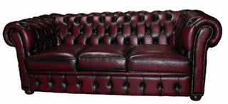 Chesterfield Sofa #3 Red Leather (H: 0.72m x L: 1.93m x D: 0.88m)
