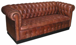 Tan Chesterfield Sofa #02 Leather (0.82m x 2.01 x 0.91m) (match 1 x Armchair)