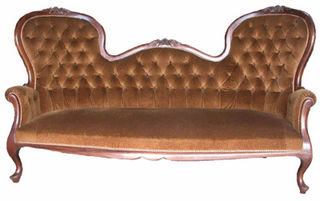 Victorian Sofa #13 Brown Velvet Buttoned [L1.73m x H1m] (matches 2 x Armchairs)