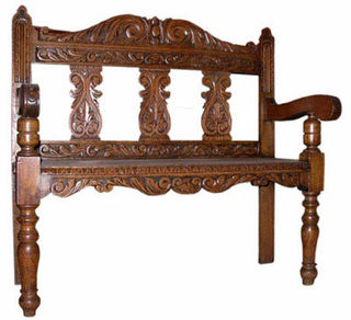 Carved Wood Seat #14  2 Seater [L 1m]
