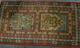 Persian Prayer Rug  Gold/Red/Green Design (0.8m x 1.6 m)