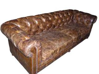 Chesterfield Sofa #1 Brown Leather (H: 0.8m x L: 2.4m x D: 1m)