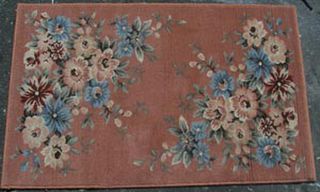 Rug Floral Pink w/blue  cream (0.8m x 1.45m)