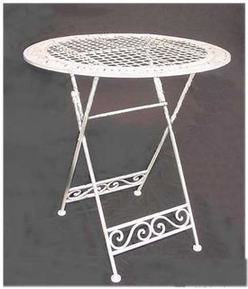 Table White Wrought Iron Folding (total stock=2)