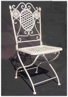 Chair White Wrought Iron Folding (total stock=4)
