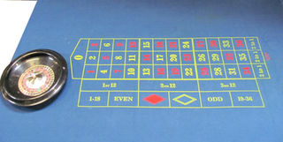 Blue Roulette Cloth & Wheel (playing grid 1.1m x 0.5m)
