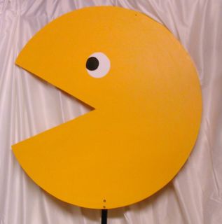 Pacman, wooden on stand. 1.65m tall. 0.75m dia.