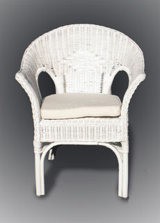 White Cane Chair with Padd. x2