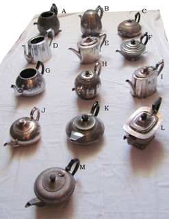 Silverware Teapots (select from image using letter codes  prices per item  subject to availability)